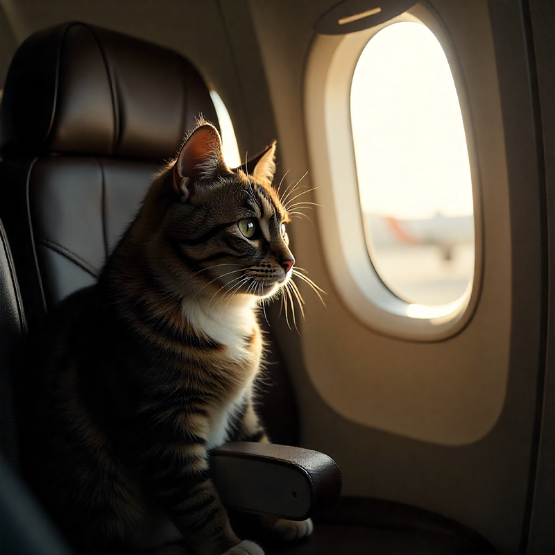 Gato en avion